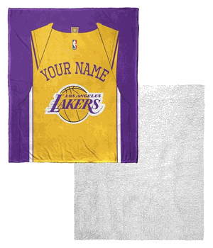 NBA Los Angeles Lakers Jersey Personalized Silk Touch Sherpa Throw Blanket 50x60 Inches