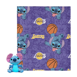 NBA Los Angeles Lakers Spin Stitch Hugger Pillow & Silk Touch Throw Blanket Set 40x50 Inches