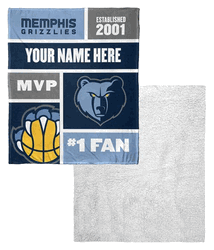 NBA Memphis Grizzlies Colorblock Personalized Silk Touch Sherpa Throw Blanket 50x60 Inches