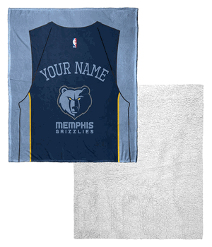 NBA Memphis Grizzlies Jersey Personalized Silk Touch Sherpa Throw Blanket 50x60 Inches