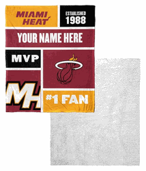 NBA Miami Heat Colorblock Personalized Silk Touch Sherpa Throw Blanket 50x60 Inches