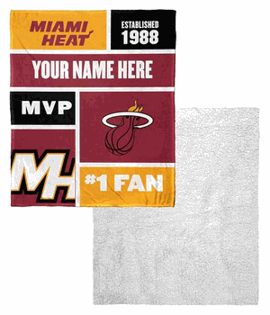 NBA Miami Heat Colorblock Personalized Silk Touch Sherpa Throw Blanket 50x60 Inches