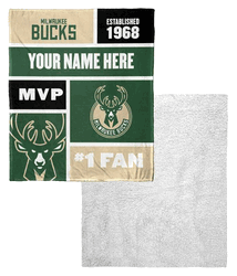 NBA Milwaukee Bucks Colorblock Personalized Silk Touch Sherpa Throw Blanket 50x60 Inches