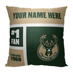 NBA Milwaukee Bucks Colorblock Personalized Throw Pillow 18x18 Inches
