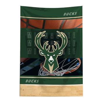NBA Milwaukee Bucks Detailed Collage Wall Hanging Tapestry 24x36 inches