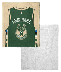 NBA Milwaukee Bucks Jersey Personalized Silk Touch Sherpa Throw Blanket 50x60 Inches
