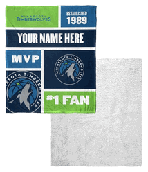 NBA Minnesota Timberwolves Colorblock Personalized Silk Touch Sherpa Throw Blanket 50x60 Inches