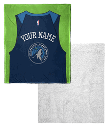 NBA Minnesota Timberwolves Jersey Personalized Silk Touch Sherpa Throw Blanket 50x60 Inches