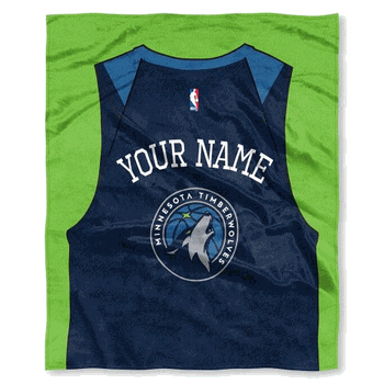 NBA Minnesota Timberwolves Jersey Personalized Silk Touch Throw Blanket 50x60 Inches