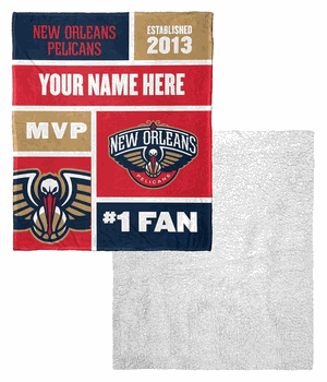 NBA New Orleans Pelicans Colorblock Personalized Silk Touch Sherpa Throw Blanket 50x60 Inches