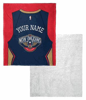 NBA New Orleans Pelicans Jersey Personalized Silk Touch Sherpa Throw Blanket 50x60 Inches