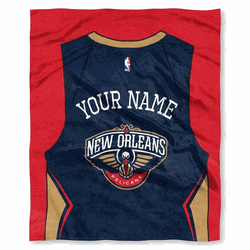 NBA New Orleans Pelicans Jersey Personalized Silk Touch Throw Blanket 50x60 Inches