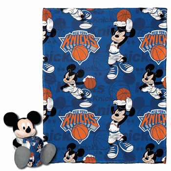 NBA New York Knicks Basketball Mickey Hugger Pillow & Silk Touch Throw Blanket Set