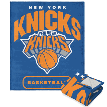 NBA New York Knicks High Block Silk Touch Sherpa Throw 50 x 60 Inches