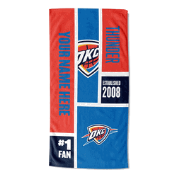 NBA Oklahoma City Thunder Colorblock Personalized Beach Towel 30x60 Inches
