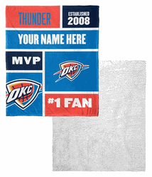 NBA Oklahoma City Thunder Colorblock Personalized Silk Touch Sherpa Throw Blanket 50x60 Inches