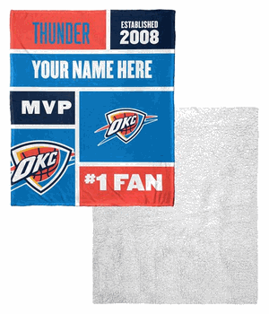NBA Oklahoma City Thunder Colorblock Personalized Silk Touch Sherpa Throw Blanket 50x60 Inches