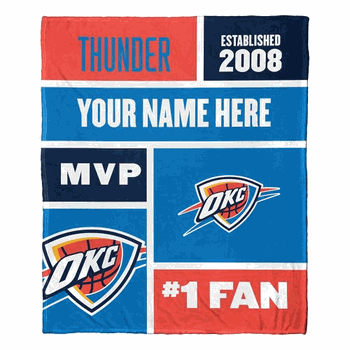 NBA Oklahoma City Thunder Colorblock Personalized Silk Touch Throw Blanket 50x60 Inches