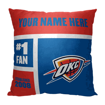 NBA Oklahoma City Thunder Colorblock Personalized Throw Pillow 18x18 Inches
