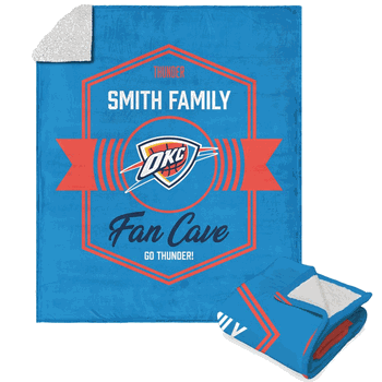 NBA Oklahoma City Thunder Dominion Personalized Silk Touch Sherpa Throw Blanket 50X60 Inches