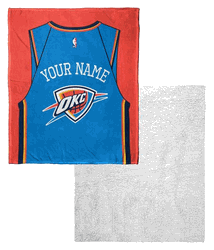 NBA Oklahoma City Thunder Jersey Personalized Silk Touch Sherpa Throw Blanket 50x60 Inches