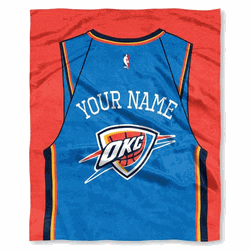 NBA Oklahoma City Thunder Jersey Personalized Silk Touch Throw Blanket