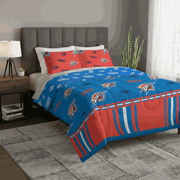NBA Oklahoma City Thunder Rotary Queen Bed In a Bag Set