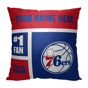 NBA Philadelphia 76ers Colorblock Personalized Throw Pillow 18x18 Inches