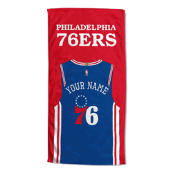 NBA Philadelphia 76ers Jersey Personalized Beach Towel 30x60 Inches