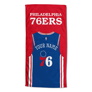 NBA Philadelphia 76ers Jersey Personalized Beach Towel 30x60 Inches