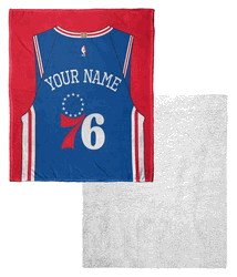 NBA Philadelphia 76ers Jersey Personalized Silk Touch Sherpa Throw Blanket 50x60 Inches