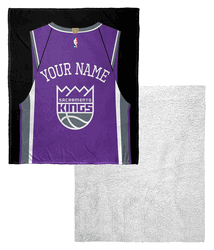 NBA Sacramento Kings Jersey Personalized Silk Touch Sherpa Throw Blanket 50x60 Inches