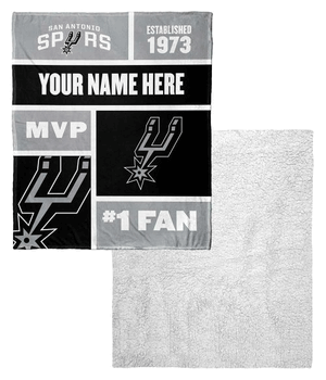 NBA San Antonio Spurs Colorblock Personalized Silk Touch Sherpa Throw Blanket 50x60 Inches