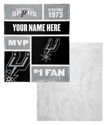 NBA San Antonio Spurs Colorblock Personalized Silk Touch Sherpa Throw Blanket 50x60 Inches
