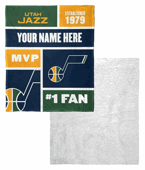 NBA Utah Jazz Colorblock Personalized Silk Touch Sherpa Throw Blanket 50x60 Inches