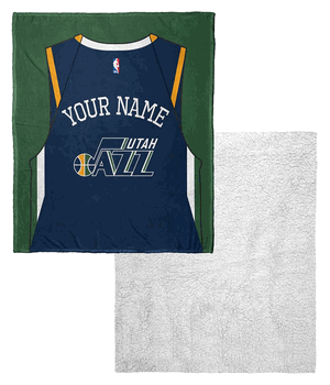 NBA Utah Jazz Jersey Personalized Silk Touch Sherpa Throw Blanket 50x60 Inches