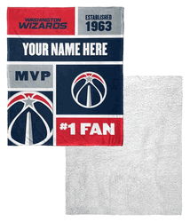 NBA Washington Wizards Colorblock Personalized Silk Touch Sherpa Throw Blanket 50x60 Inches