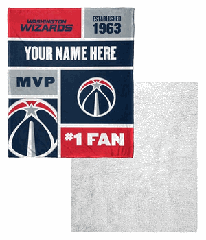 NBA Washington Wizards Colorblock Personalized Silk Touch Sherpa Throw Blanket 50x60 Inches