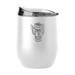 NC State 16oz White Etch Powder Coat Curved Bev