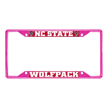 NC State Pink Metal License Plate Frame - 6.25