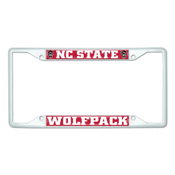 NC State White Metal License Plate Frame - 6.25"x12.25"