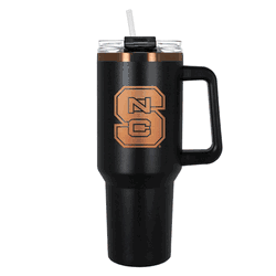 NC State Wolfpack 40oz Black and Copper Colossus Travel Mug with Straw