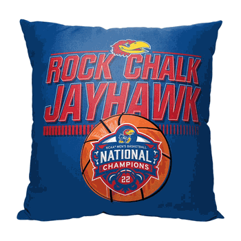 NCAA 2022 National Basketball Champions Kansas Jayhawks Throw Pillow 18x18 Inches