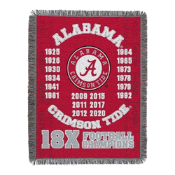 NCAA Alabama Crimson Tide Commemorative Series Tapestry Throw Blanket 48x60 inches