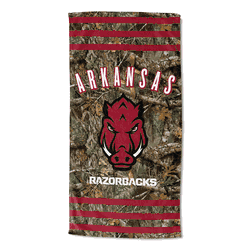 NCAA Arkansas Razorbacks Real Tree Stripes Beach Towel