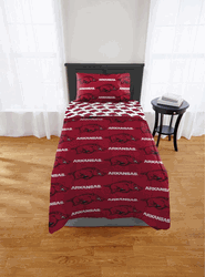 NCAA Arkansas Razorbacks Twin Rotary Bed In A Bag Set