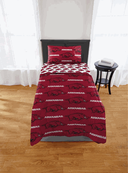 NCAA Arkansas Razorbacks Twin Rotary Bed In A Bag Set