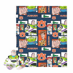 NCAA Auburn Tigers Disney Toy Story Buzz Lightyear Cameo Hugger Pillow & Silk Touch Throw Blanket Set 40x50 Inches