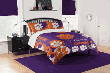 NCAA Clemson Hexagon Take F/Q Comforter Set