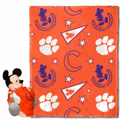 NCAA Clemson Pennant Mickey Hugger Pillow & Silk Touch Throw Set